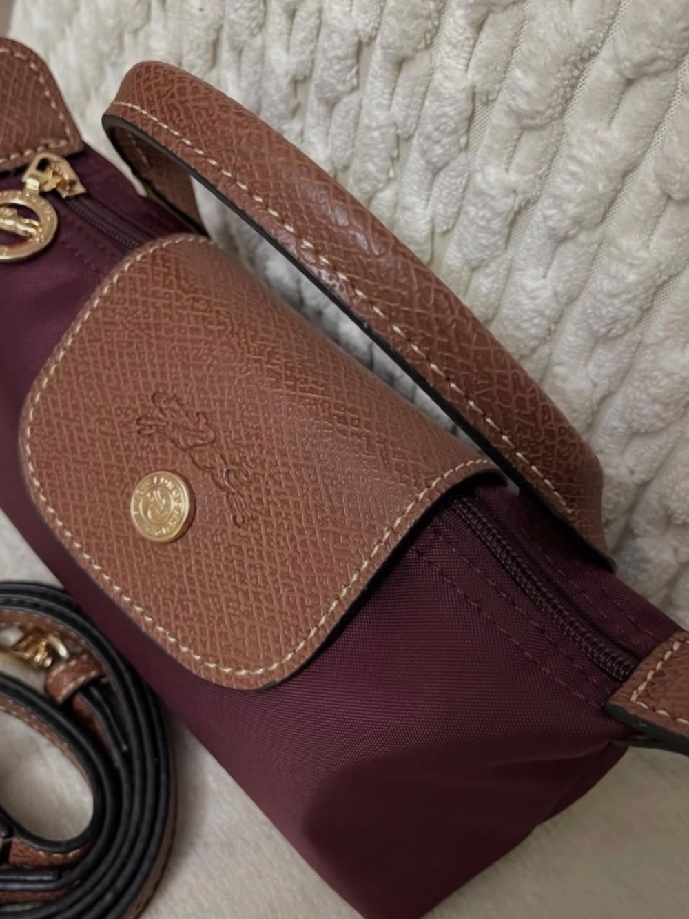 New Longchamp mini burgundy - Picture 5 of 7
